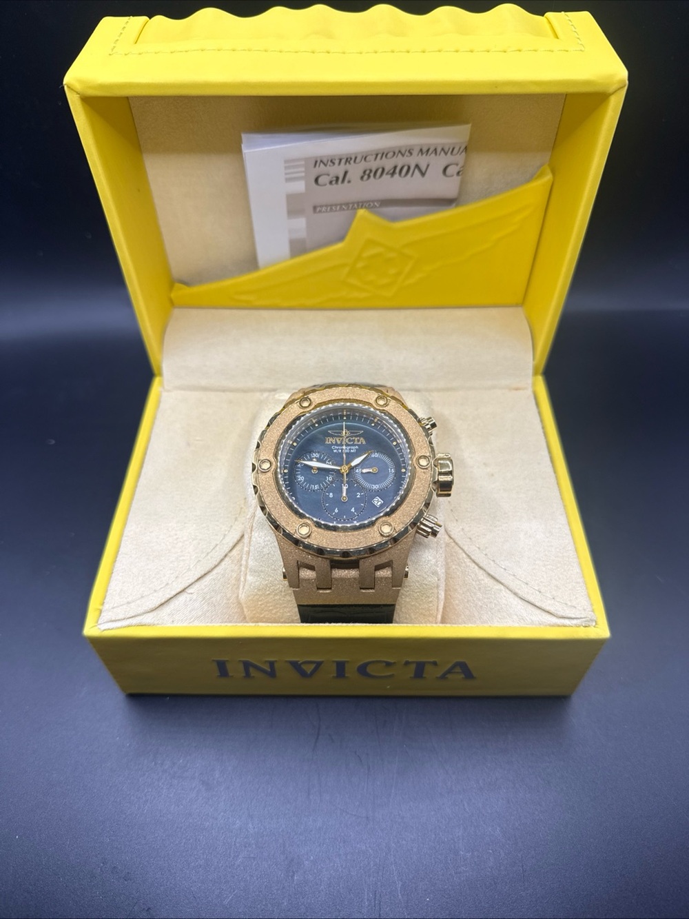 Invicta Subaqua model 23239 Gold tone Black Leather Band
